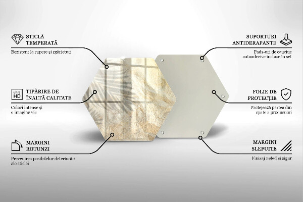 Kuchynská doska veľká zo skla Palmové listy a piesok