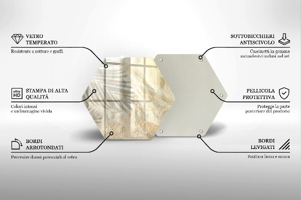 Kuchynská doska veľká zo skla Palmové listy a piesok