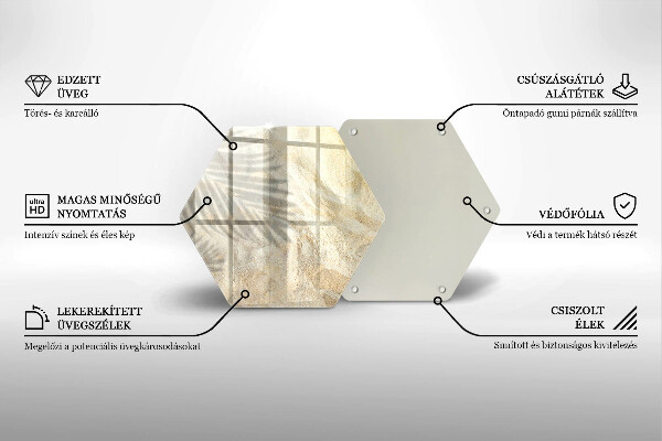 Kuchynská doska veľká zo skla Palmové listy a piesok