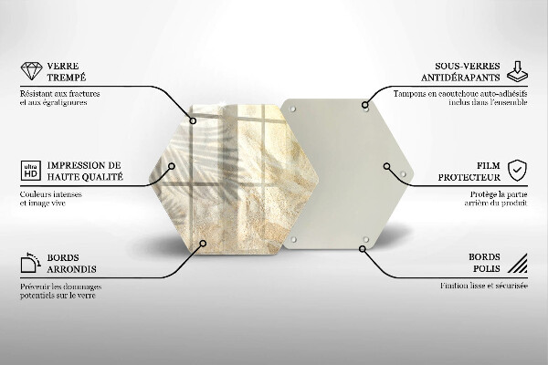 Kuchynská doska veľká zo skla Palmové listy a piesok