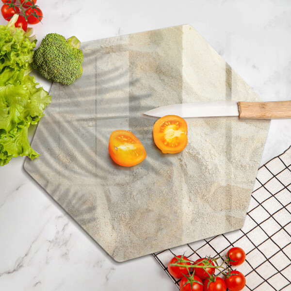 Kuchynská doska veľká zo skla Palmové listy a piesok