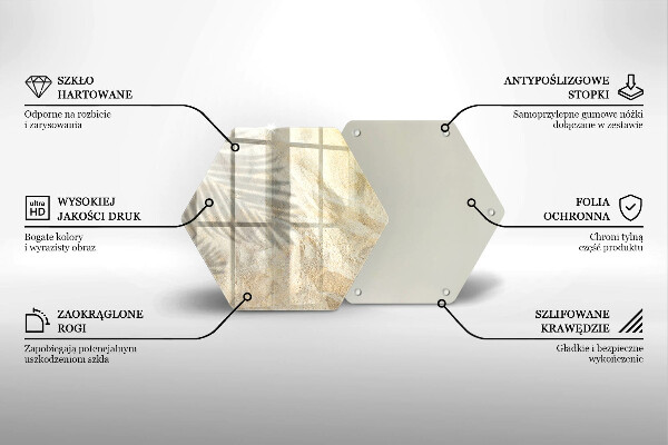 Kuchynská doska veľká zo skla Palmové listy a piesok