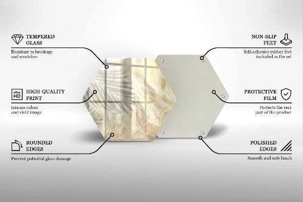 Kuchynská doska veľká zo skla Palmové listy a piesok