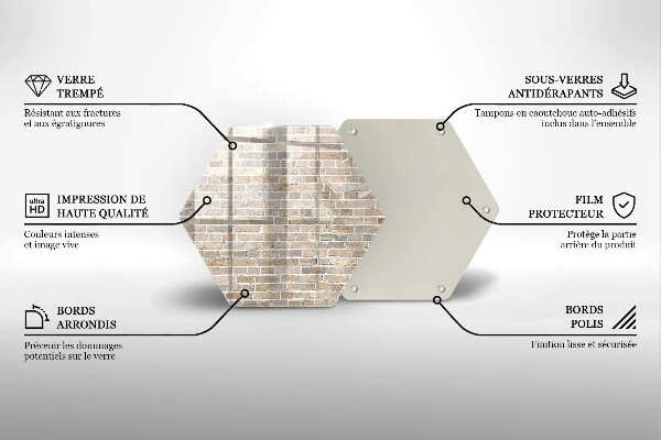 Kuchynská doska veľká zo skla Svetlá tehlová stena