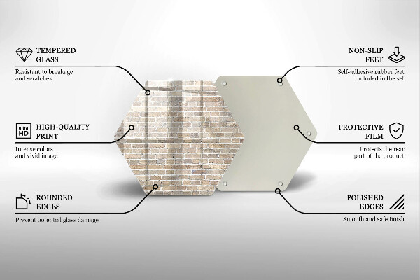 Kuchynská doska veľká zo skla Svetlá tehlová stena
