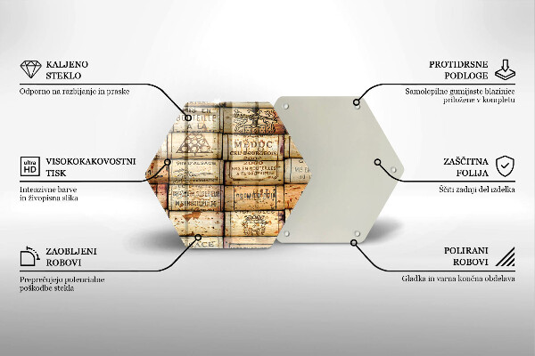 Kuchynská doska veľká zo skla Staré zátky od vína