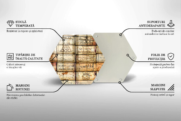 Kuchynská doska veľká zo skla Staré zátky od vína