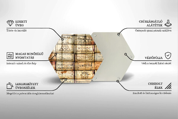 Kuchynská doska veľká zo skla Staré zátky od vína