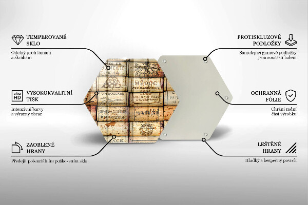 Kuchynská doska veľká zo skla Staré zátky od vína