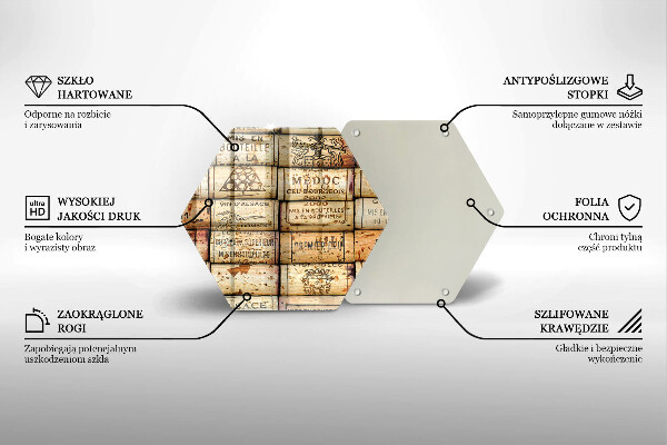Kuchynská doska veľká zo skla Staré zátky od vína