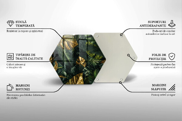 Kuchynská doska zo skla Zlaté listy monstera