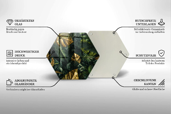 Kuchynská doska zo skla Zlaté listy monstera