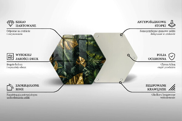 Kuchynská doska zo skla Zlaté listy monstera