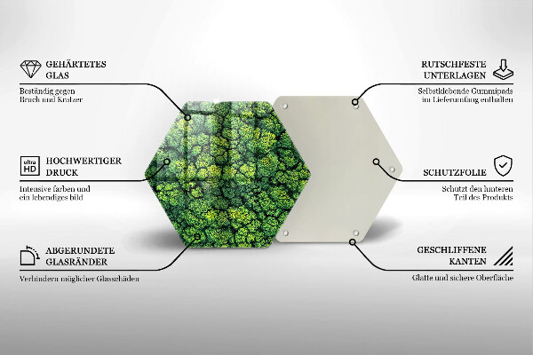 Kuchynská doska veľká zo skla Prírodná machová rastlina