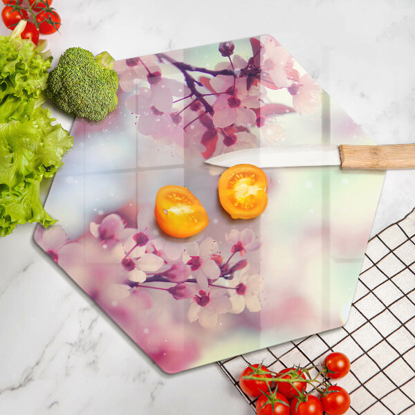 Kuchynská doska zo skla Prírodné kvety jabloní