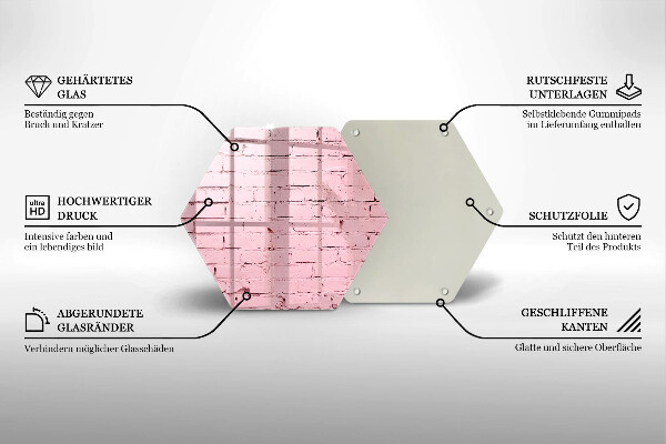 Kuchynská doska veľká zo skla Pastelová tehlová stena