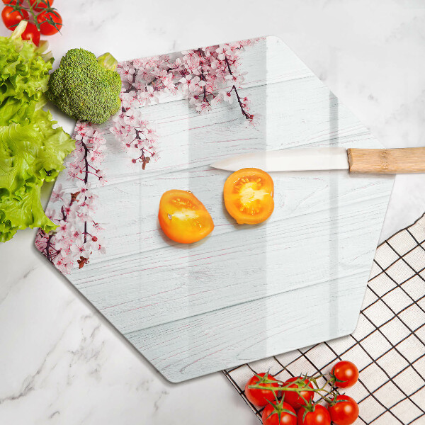 Kuchynská doska veľká zo skla Kvety na doskách