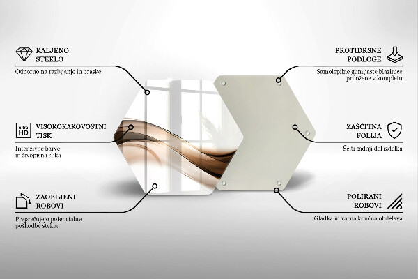 Kuchynská doska veľká zo skla Abstraktné hnedé čiary