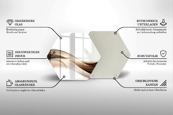 Kuchynská doska veľká zo skla Abstraktné hnedé čiary