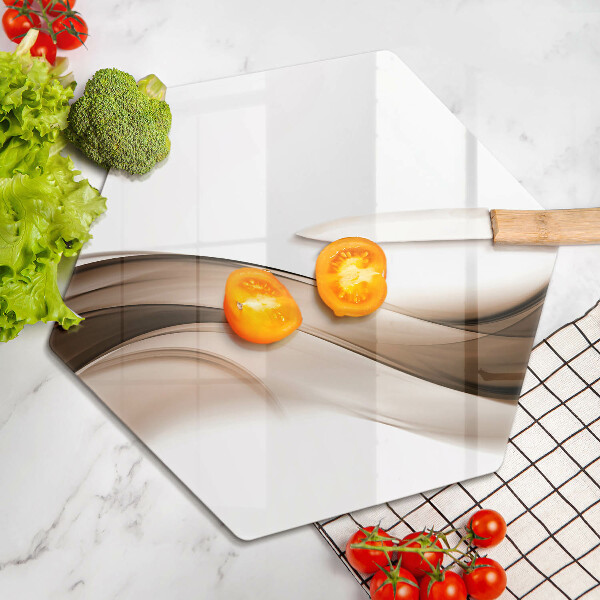 Kuchynská doska veľká zo skla Abstraktné hnedé čiary