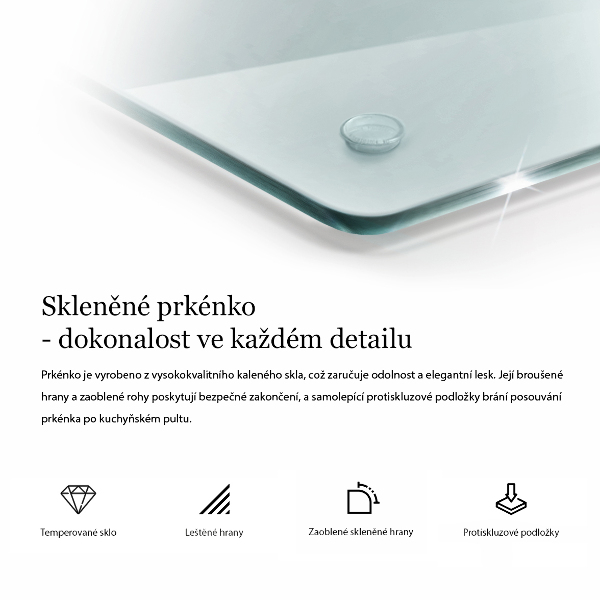 Sklenená transparentná doska 2x30x52 cm