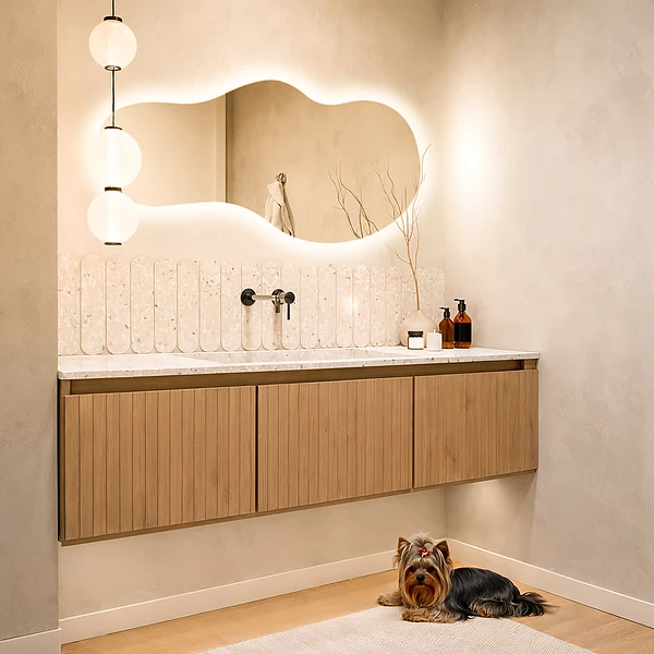 LED zrkadlo s organickým tvarom jedinečné 40x80