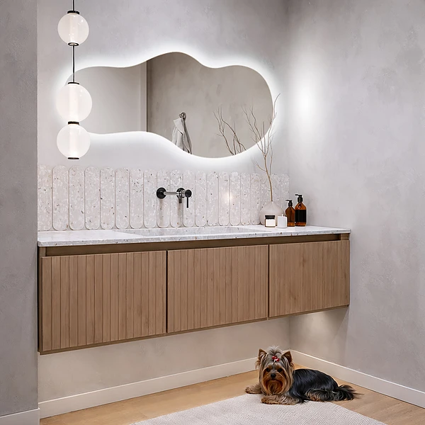 LED zrkadlo s organickým tvarom jedinečné 40x80