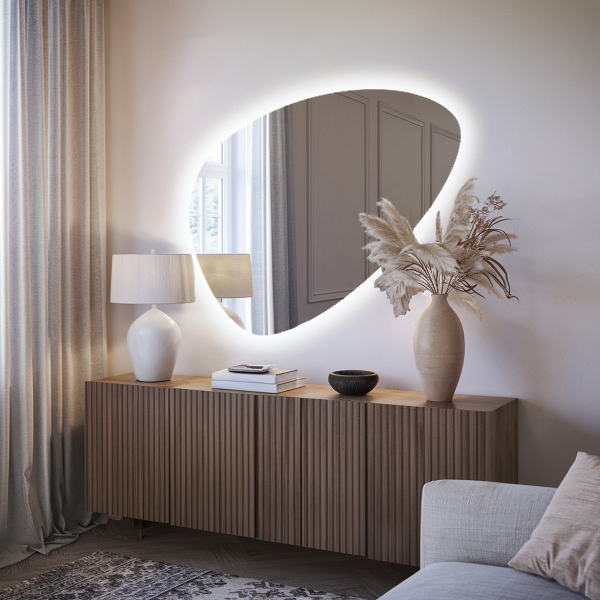 Vajcovité zrkadlo LED 50x70 cm