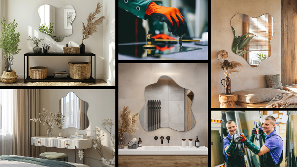 Zrkadlo v tvare škvrny asymetrické 68x67 cm