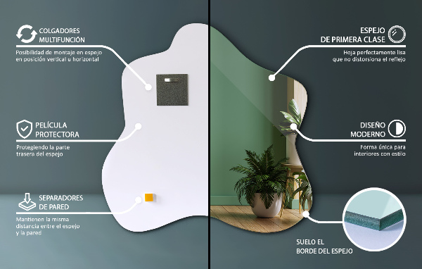 Zrkadlo v tvare škvrny asymetrické 77x77 cm