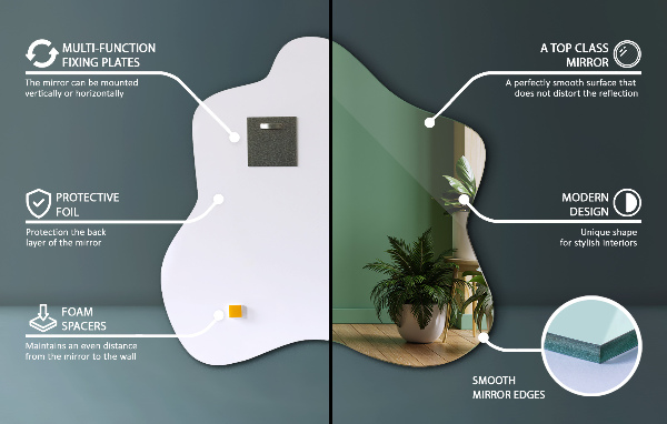 Zrkadlo v tvare škvrny asymetrické 77x77 cm