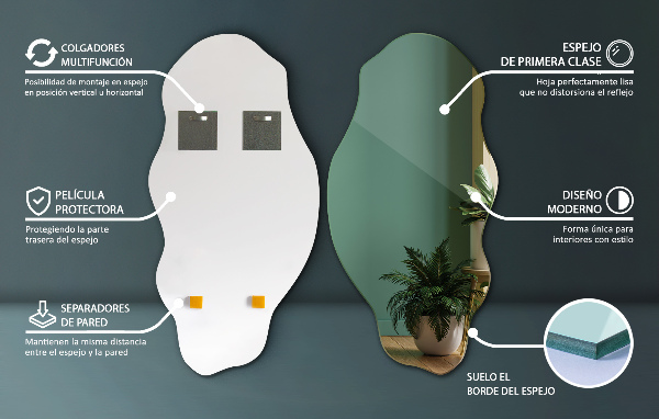 Nepravidelne zrkadlo škvrna 45x90