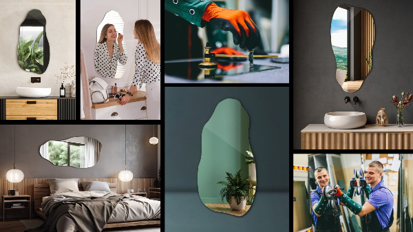 Nepravidelne zrkadlo originálne zavesenie 50x100