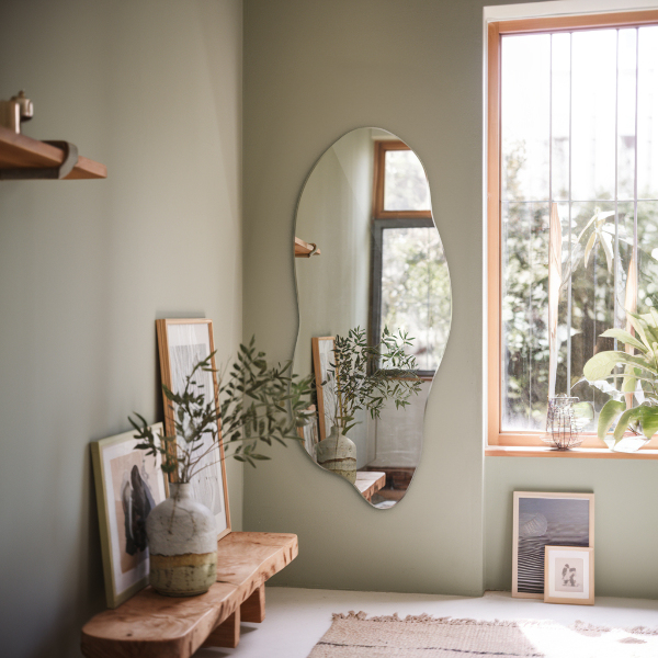 Asymetrické zrkadlo dekorácia na stenu 35x80 cm