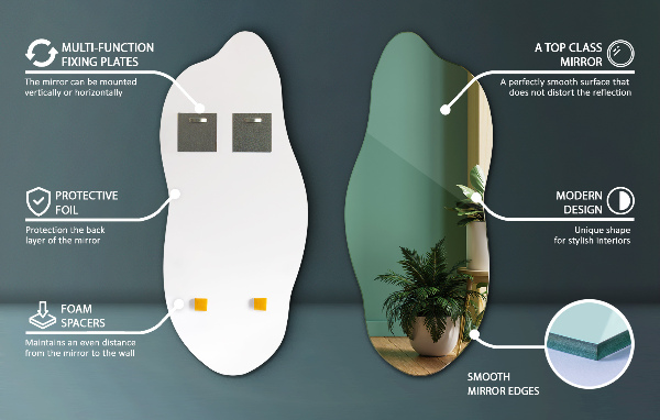 Nepravidelne zrkadlo bez rámu 40x90 cm