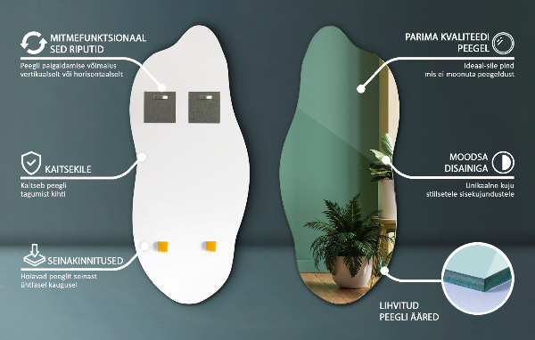 Nepravidelné organické zrkadlo moderné 45x100 cm