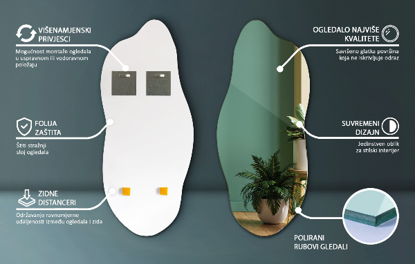 Nepravidelné organické zrkadlo moderné 45x100 cm