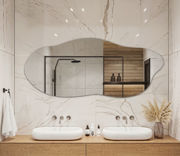 Nepravidelné organické zrkadlo moderné 45x100 cm