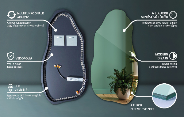 Nepravidelne led zrkadlo veľkolepé 40x80 cm