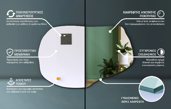 Nepravidelne závesné zrkadlo 100x65 cm