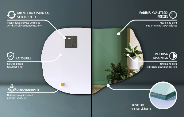Asymetrické zrkadlo dekoratívne 70x46 cm