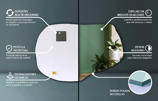 Organické zrkadlo bez rámu 80x52 cm