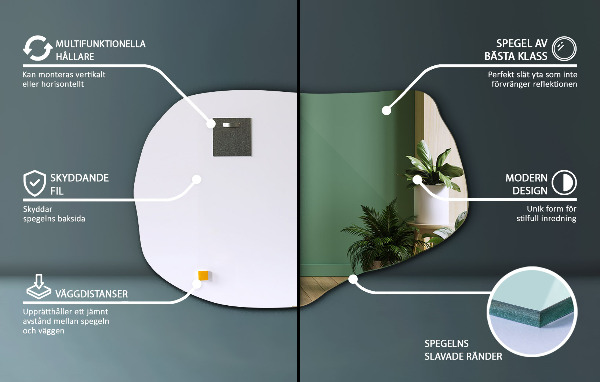 Zrkadlo s organickým tvarom štýlové 90x59 cm