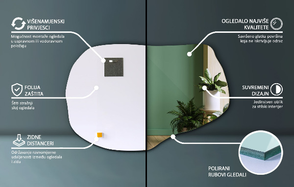 Zrkadlo s organickým tvarom štýlové 90x59 cm