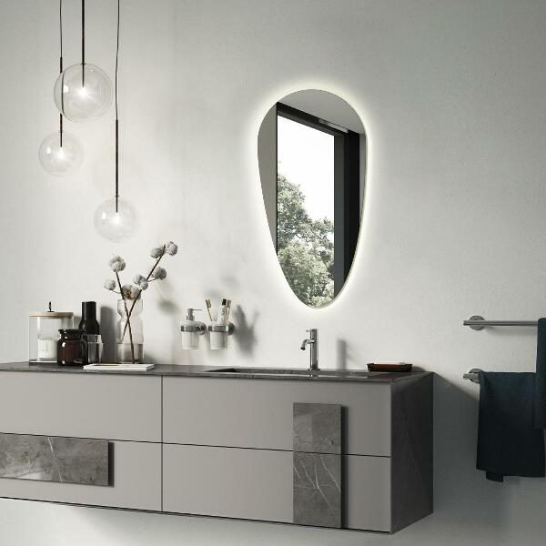 Led zrkadlo v tvare kvapky 35x70 cm