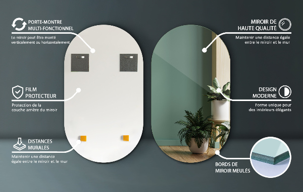 Oválne zrkadlo bez rámu 40x70 cm