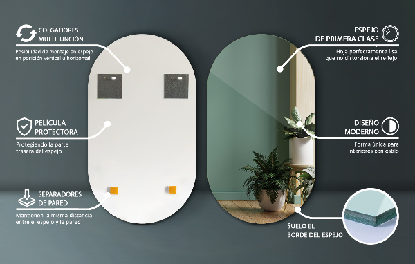 Oválne zrkadlo bez rámu 40x70 cm