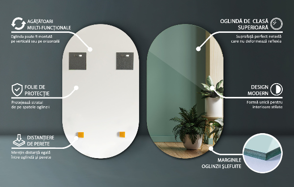 Oválne zrkadlo bez rámu 40x70 cm