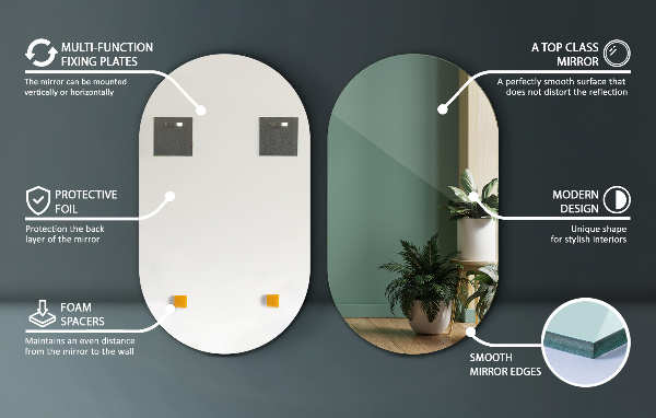 Oválne zrkadlo bez rámu 58x100 cm