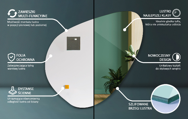 Asymetrické zrkadlo 48x48 cm